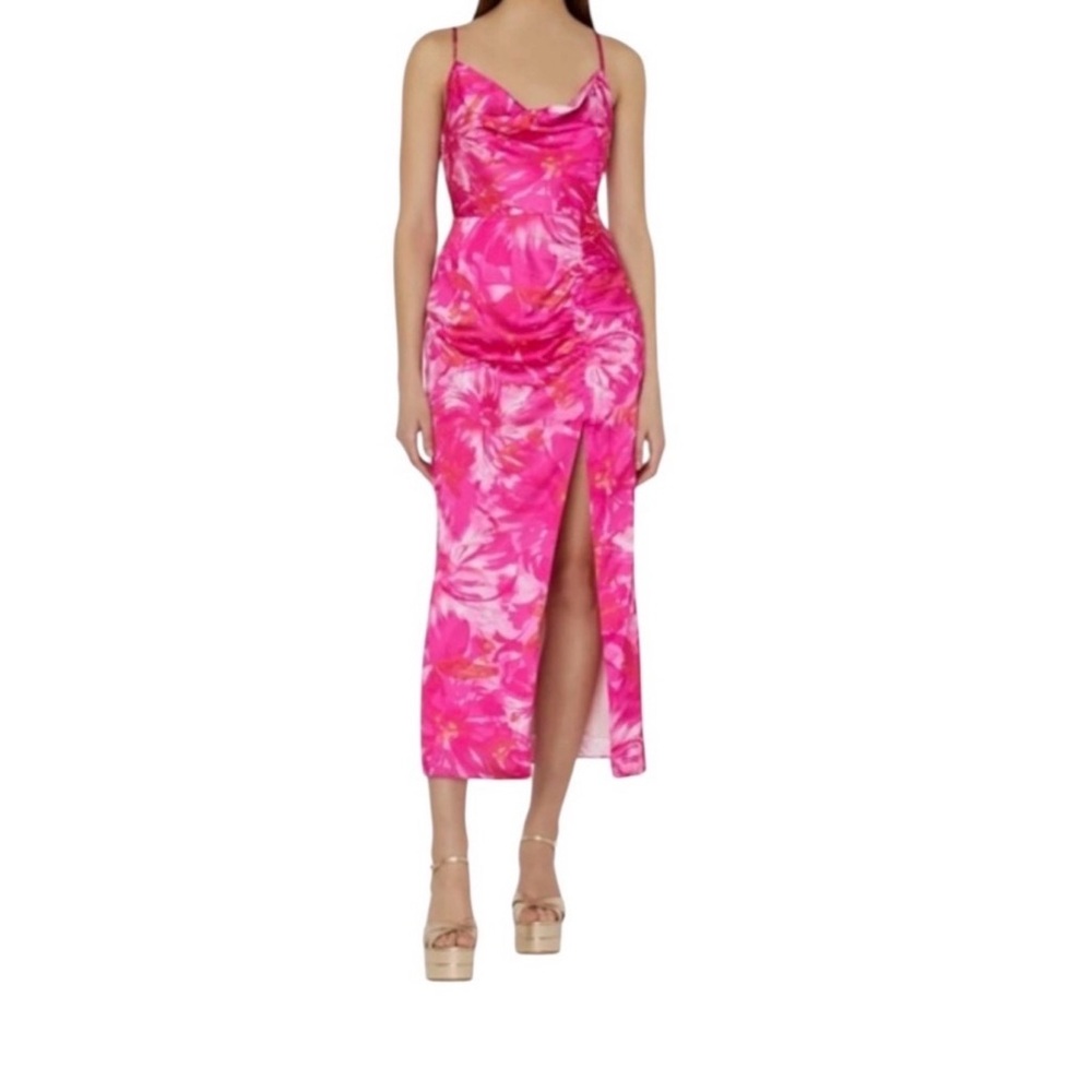 Milly Lillana brushstroke floral dress in pink size 10